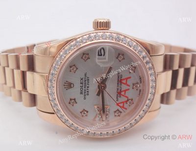 Replica Rolex Diamond Bezel Datejust Watch Rose Gold 31mm